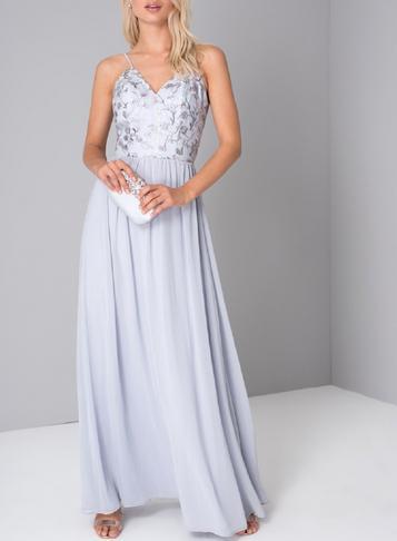 Dorothy Perkins *chi Chi Londonlilac Embroidered Maxi Dress