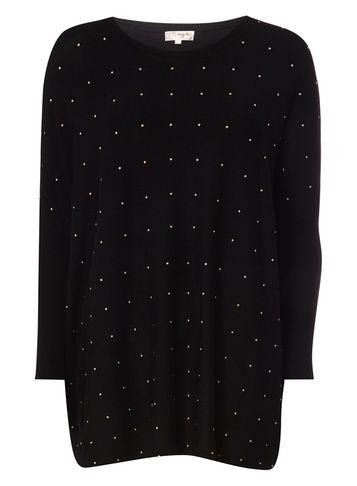Dorothy Perkins *voulez Vous Black Studded Front Jumper