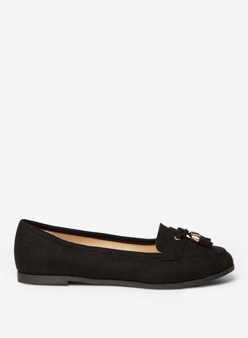 Dorothy Perkins Wide Fit Black Microfibre 'larissa' Loafers