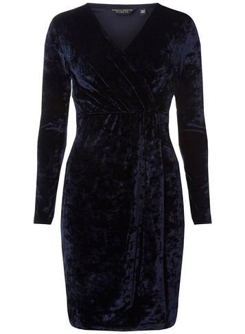 Dorothy Perkins *navy Velvet Wrap Dress