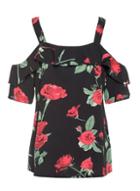 Dorothy Perkins *quiz Black And Red Rose Print Top