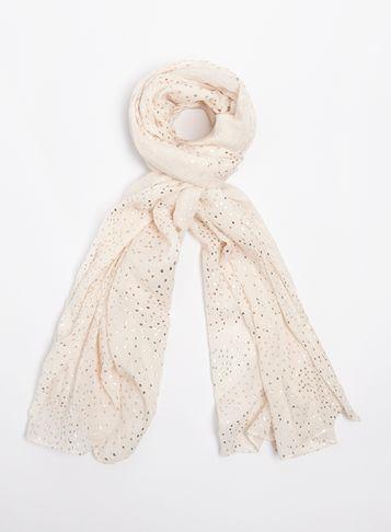 Dorothy Perkins Cream Foil Spotted Scarf