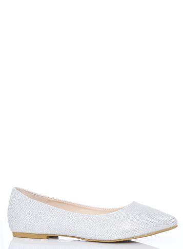 Dorothy Perkins *quiz Silver Glitter Flat Pumps