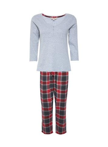 Dorothy Perkins Grey Rib Top And Check Print Pants
