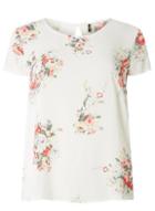 *only White Floral Scoop Neck Top