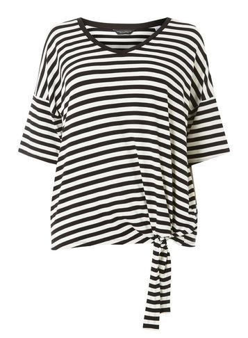 Dorothy Perkins *dp Curve Black Striped Knot Front Top
