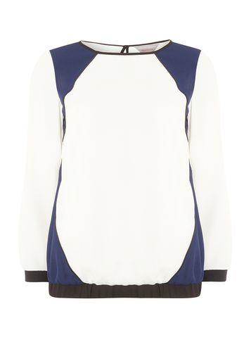 Dorothy Perkins Petite Ivory And Navy Pipe Top