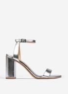 Dorothy Perkins Silver Shimmer Block Heeled Sandals