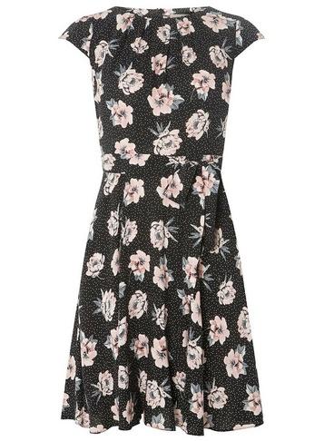 *billie & Blossom Petite Black Floral Viscose Dress