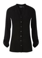 Dorothy Perkins *tall Black Roll Sleeve Shirt