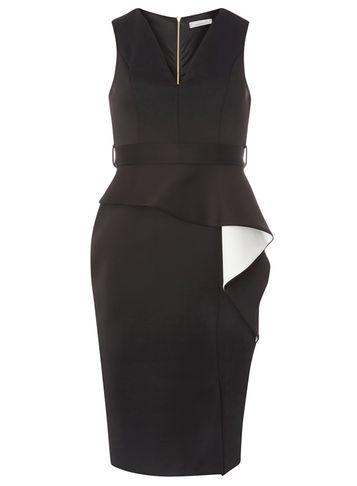Dorothy Perkins Petite Black Ruffle Pencil Dress