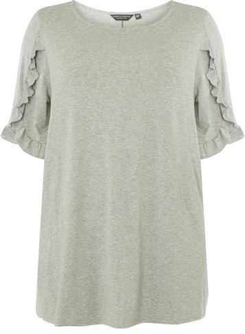 Dorothy Perkins Dp Curve Grey Frill Sleeve T-shirt