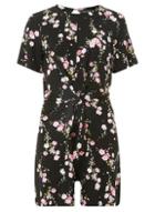 Dorothy Perkins Black And Pink Ditsy Floral Playsuit