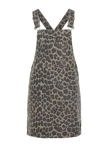 *only Multi Colour Leopard Print Dungaree Dress