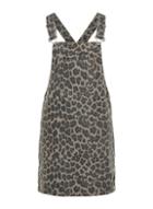 *only Multi Colour Leopard Print Dungaree Dress