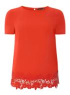 Dorothy Perkins Red Crochet Hem Woven T-shirt