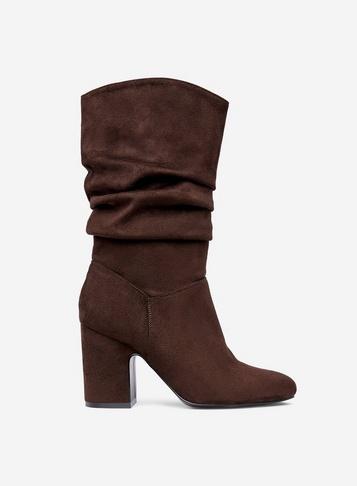 Dorothy Perkins Chocolate 'kind' Rouched Mid Calf Boots