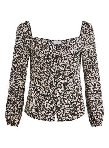 *vila Black Square Neck Top