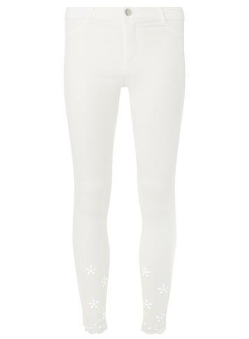 Dorothy Perkins White Frankie Broderie Super Skinny Ankle Grazer Jeans