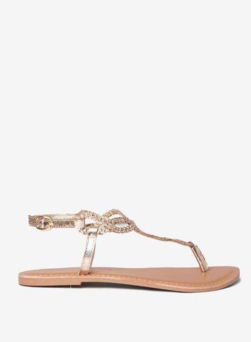 Dorothy Perkins Wide Fit Gold Leather 'farah' Sandals