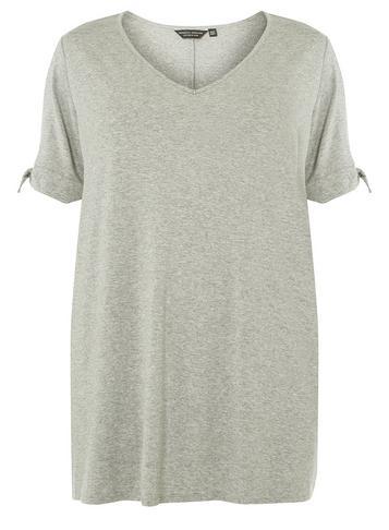 Dorothy Perkins Dp Curve Grey Bow Sleeve T-shirt
