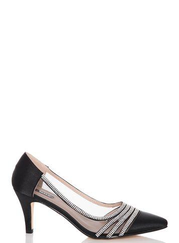 Dorothy Perkins *quiz Black Diamante Low Heel Shoes
