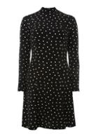 Dorothy Perkins Black Spot Print High Neck Fit And Flare Dress