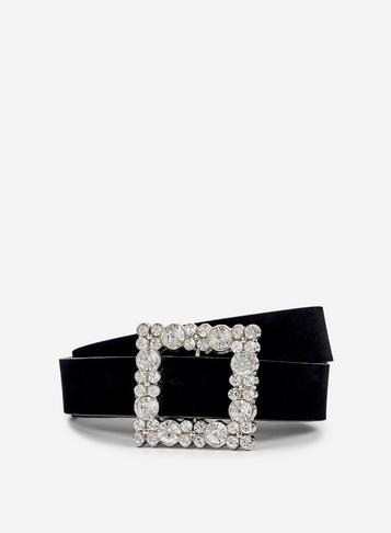 Dorothy Perkins Black Curve Square Diamante Belt