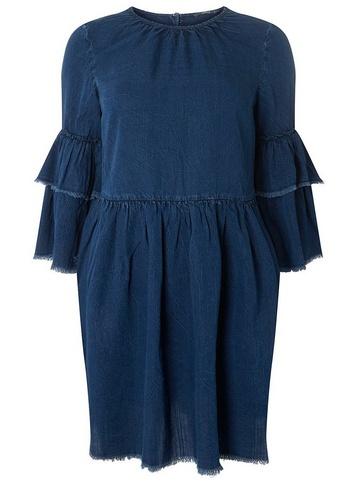 *only Blue Ruffle Sleeve Skater Dress