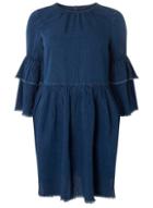 *only Blue Ruffle Sleeve Skater Dress