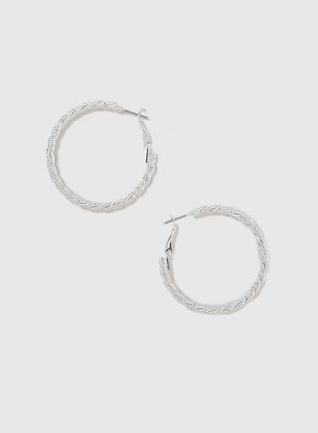 Dorothy Perkins Twist Diamond Cut Hoop Earrings