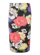 Dorothy Perkins Black Floral Scuba Pencil Skirt