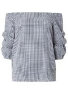 Dorothy Perkins Navy Gingham Bardot Top