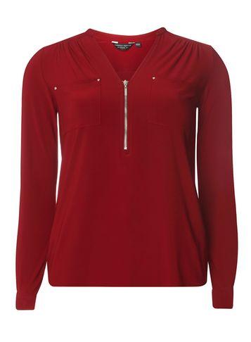 Dorothy Perkins Burgundy Zip Jersey Shirt
