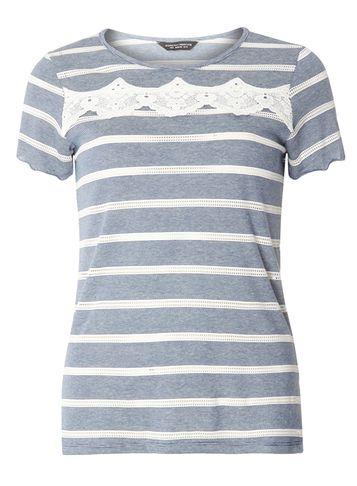Dorothy Perkins Navy Stripe Lace T-shirt