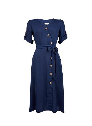 *lily & Franc Navy Button Wrap Dress