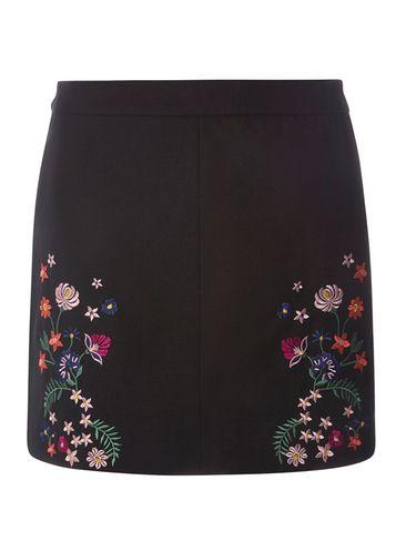 Dorothy Perkins Black Floral Embroided Skirt