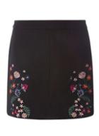 Dorothy Perkins Black Floral Embroided Skirt