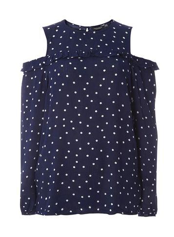 Dorothy Perkins *tall Navy Polka Dot Top