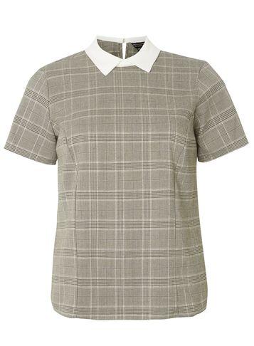 Dorothy Perkins Grey Checked T-shirt With Collar