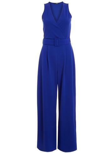 *quiz Blue Wrap Belted Palazzo Jumpsuit