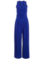 *quiz Blue Wrap Belted Palazzo Jumpsuit