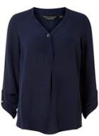 Dorothy Perkins Navy Button Roll Sleeve Shirt