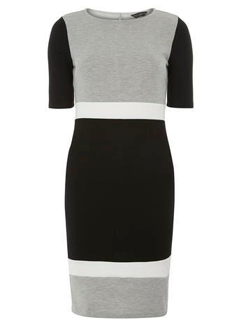 Dorothy Perkins Grey And Black Panelled Bodycon Dress