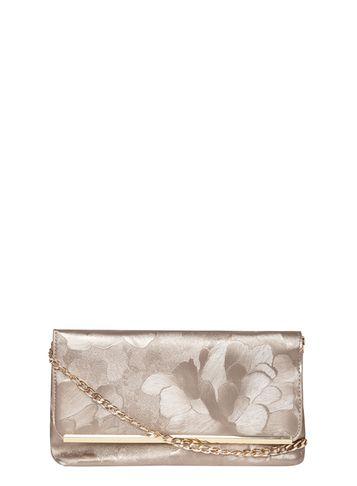 Dorothy Perkins Metallic Flower Pouch Clutch