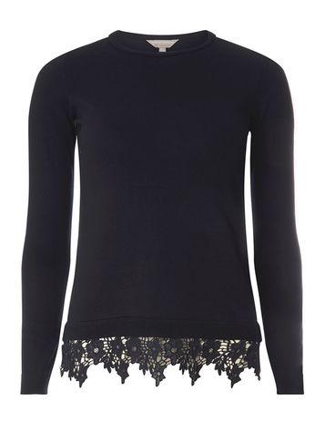 Dorothy Perkins Petite Navy Lace Hem Jumper