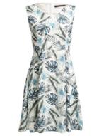 *tenki White V-neck Leaf Print Dress