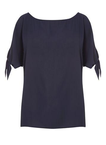 Dorothy Perkins Navy Tie Sleeve Top