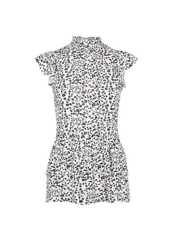 Dorothy Perkins Black Ditsy Print Shirred Neck Top