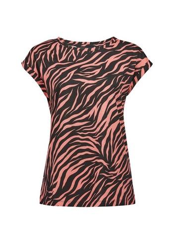 Dorothy Perkins Pink Tiger Print Roll Sleeve T-shirt
